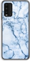 Case Company® - Xiaomi Redmi 9T hoesje - Blauw marmer - Soft Cover Telefoonhoesje - Bescherming aan alle Kanten en Schermrand