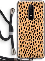 Case Company® - OnePlus 6 hoesje met Koord - Panter - Soft Case - Bescherming aan alle Kanten - Zijkanten Transparent - Bescherming Over de Schermrand - Back Cover - Crossbody case met Zwart 