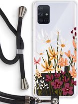 Case Company® - Samsung Galaxy A71 hoesje met Koord - Painted wildflowers - Telefoonhoesje met Zwart Koord - Bescherming aan alle Kanten en Over de Schermrand