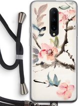 Case Company® - OnePlus 7 Pro hoesje met Koord - Japanse bloemen - Telefoonhoesje met Zwart Koord - Bescherming aan alle Kanten en Over de Schermrand