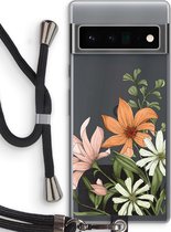 Case Company® - Google Pixel 6 Pro hoesje met Koord - Floral bouquet - Telefoonhoesje met Zwart Koord - Bescherming aan alle Kanten en Over de Schermrand