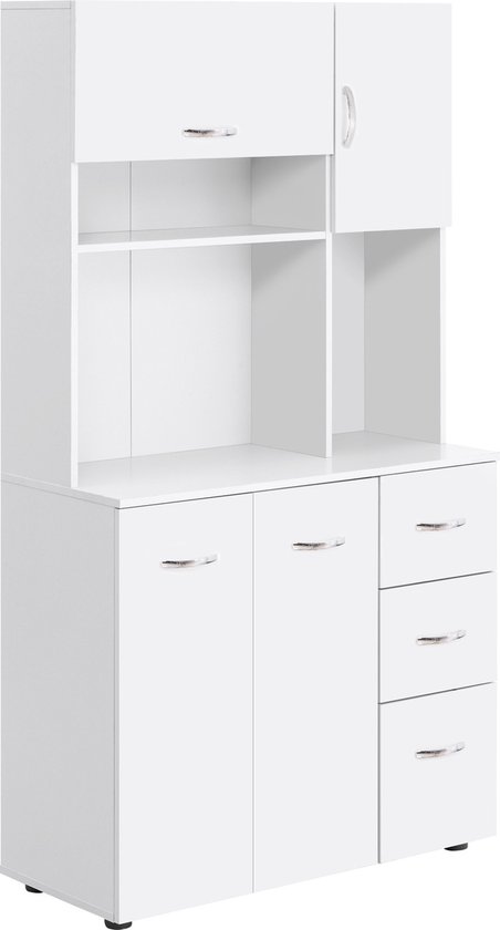 HOMCOM keukenkast, ruime opbergruimte, 89 x 39,5 x 168 cm, wit