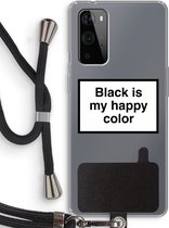 Case Company® - OnePlus 9 Pro hoesje met Koord - Black is my happy color - Telefoonhoesje met Zwart Koord - Bescherming aan alle Kanten en Over de Schermrand