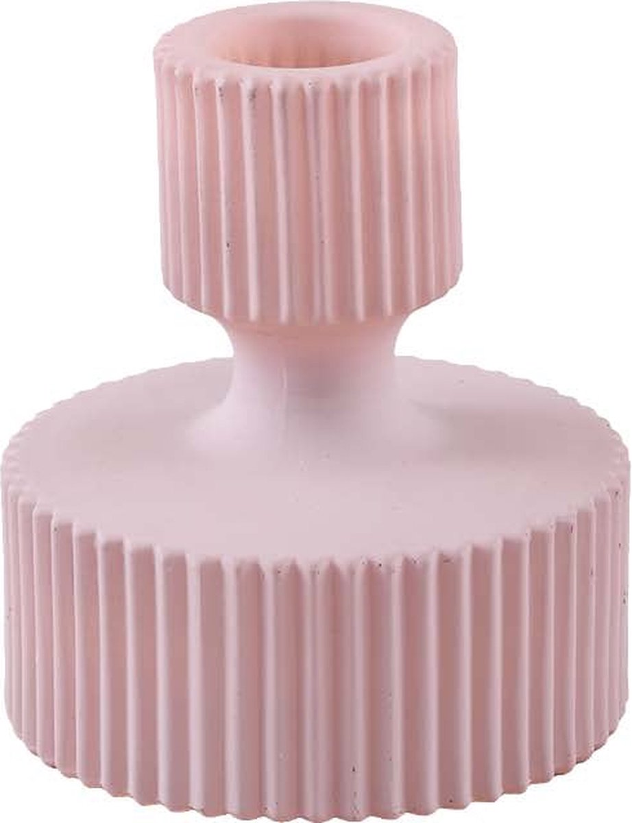 PTMD Gynna Ronde Kandelaar - H9 x Ø8 cm - Glas - Lichtpaars