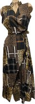 Dames maxi jurk met panterprint S/M bruin/zwart