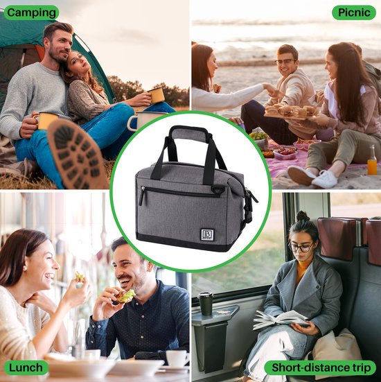 Brisby 4 Laags Geïsoleerde Koeltas - Lunchtas 12 Liter - Extra Ruimte Uitvouwbaar- Donkergrijs van Brisby — afbeelding 3