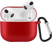 Lunso - Softcase cover hoes - Geschikt voor AirPods 3 - Rood