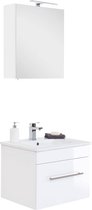 Wastafelset badkamermeubel met keramische wasbak en spiegelkast hoogglans wit, B x H x D ca. 61,5 x 195 x 46,5cm