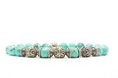 Beaddhism - Armband - Turquoise - Triple Kashmir Caps - Zilver - 8 mm - 23 cm