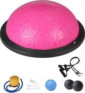 23" - Yoga Half Ball - Balanstrainer - Met Pomp - Home Fitness Trainingsapparatuur - Roze