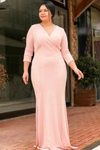 HASVEL - Glitter Misty Rose- Pink-  Groote maat jurken- maat 48-Galajurk-Avondjurk