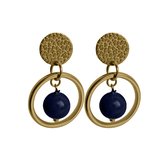 Flow Jewels Hang Oorbellen Arya Blauw Steentje Goud