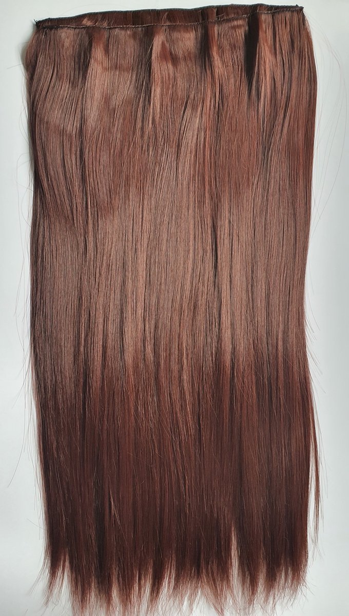 Clip in hairextension 1 baan stijl Bruin Rood mahonie blond lang krullen en stijlen mogelijk tot 130 graden extra vol