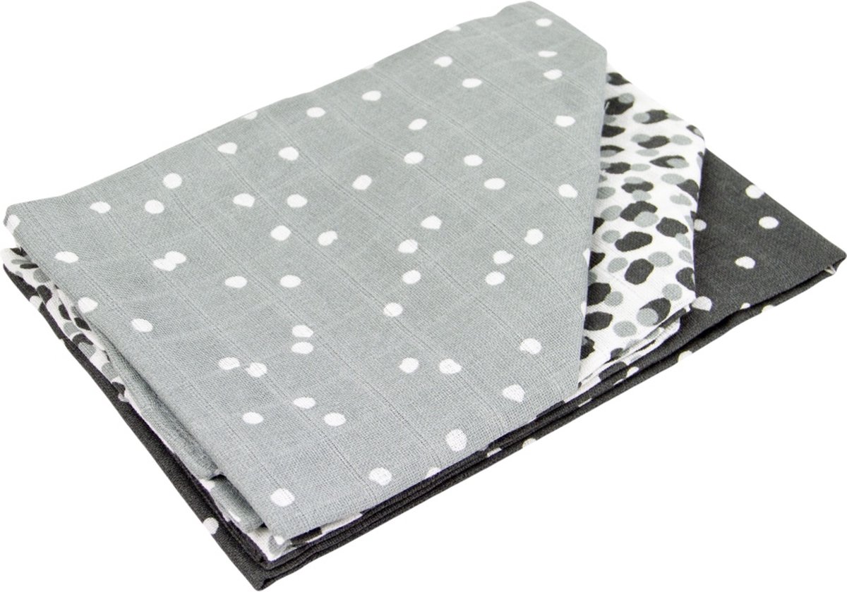Goedkoopste Briljant Baby Hydrofiel Luiers Spots - Antraciet - 70x70 cm - 3 stuks