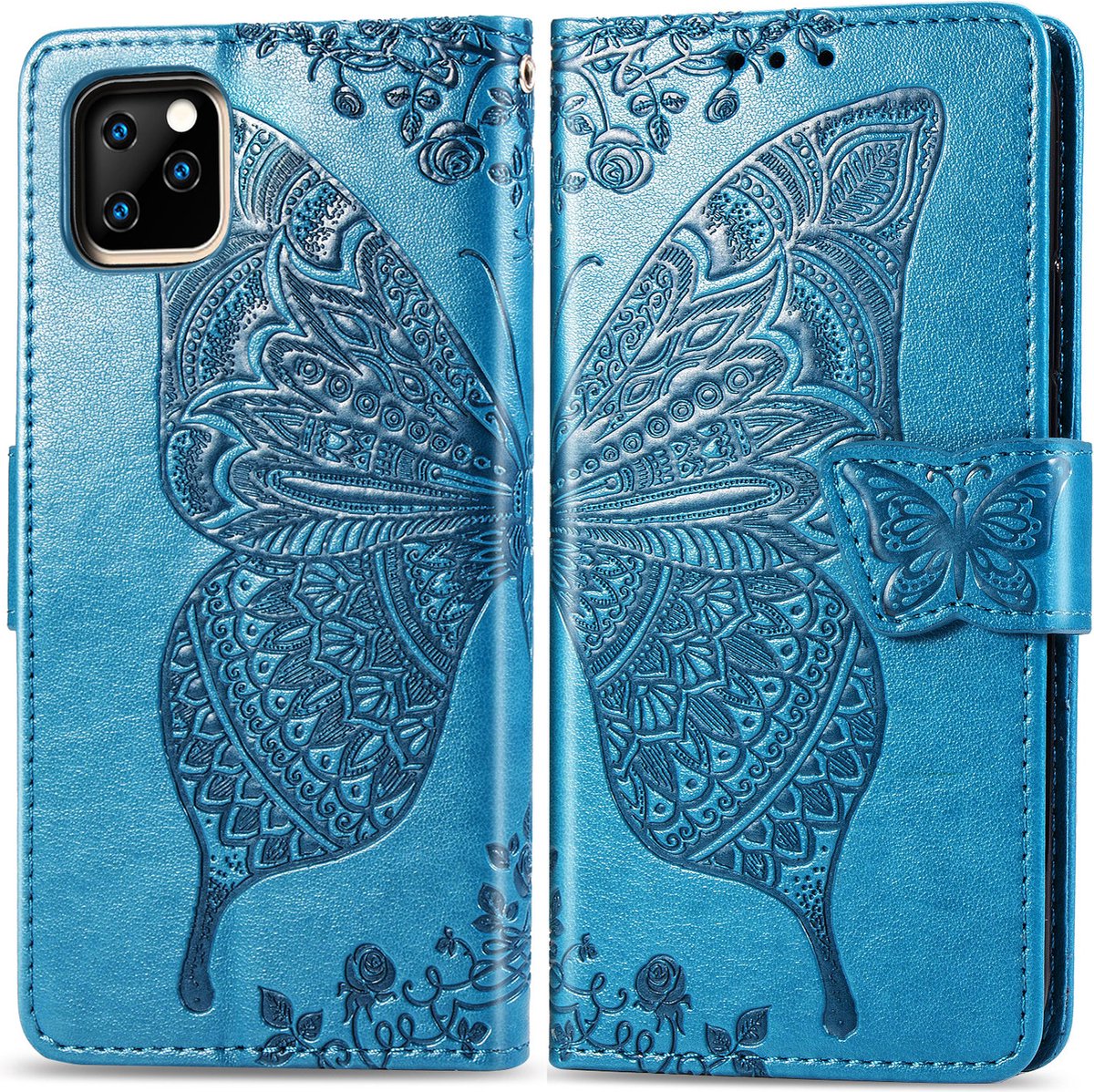 Bookcase geschikt voor Apple iPhone 11 Pro - Blauw - Vlinder - Portemonnee Hoesje