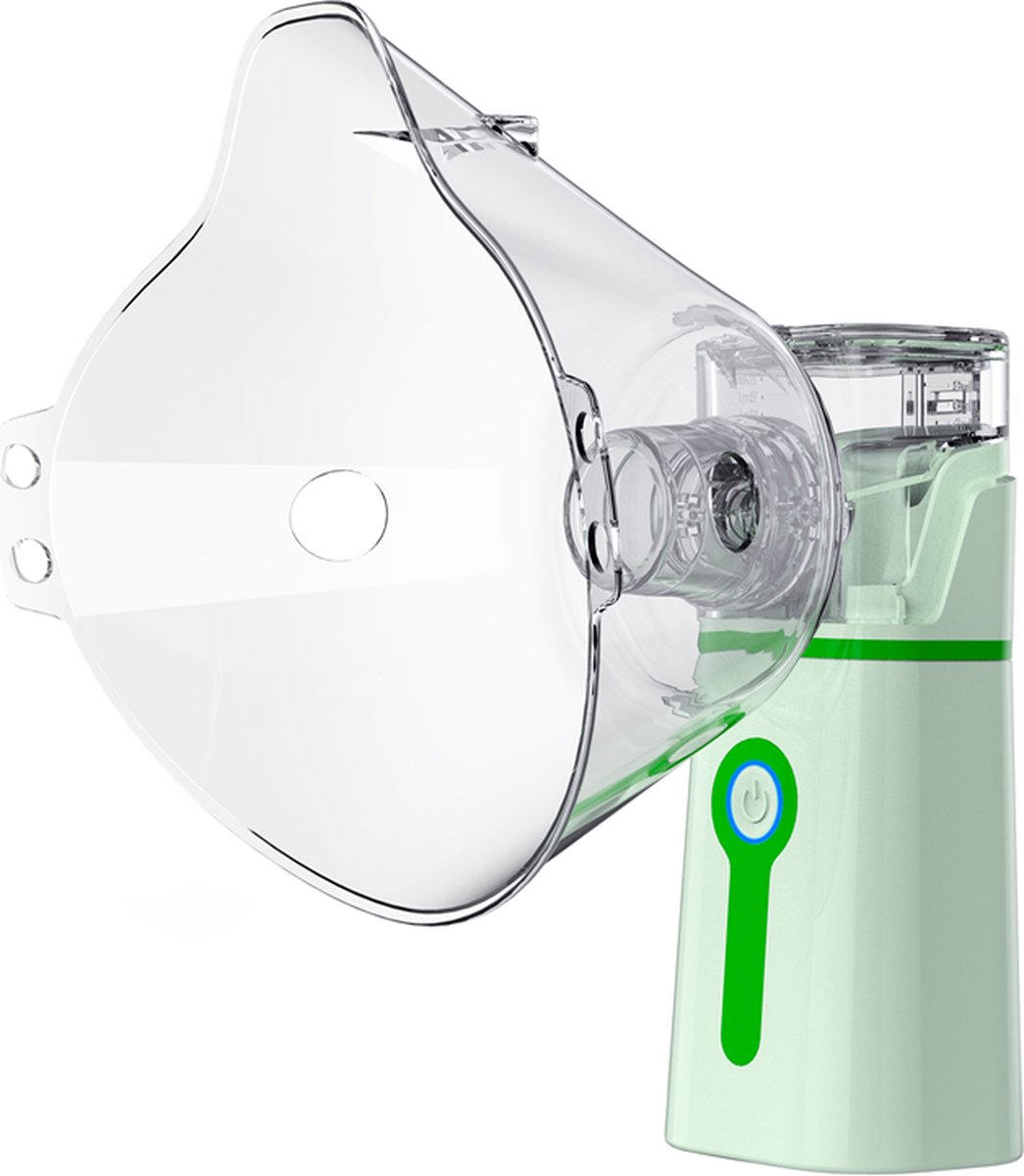 Creartix - Aerosoltoestel - Ultrasone Vernevelaar - Inhalatieapparaat voor kinderen en volwassenen - Inhalator - Aerosol Baby en volwassenen - Waterverstuiver - Inhaler - Helpt tegen Luchtwegaandoeningen - Incl. 2 mondstukken - Groen