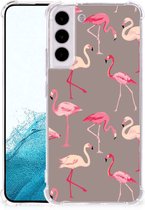 Hoesje met naam Geschikt voor Samsung Galaxy S22 Plus Telefoonhoesje met doorzichtige rand Flamingo