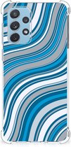 Shockproof Case Geschikt voor Samsung Galaxy A73 Telefoon Hoesje met doorzichtige rand Golven Blauw