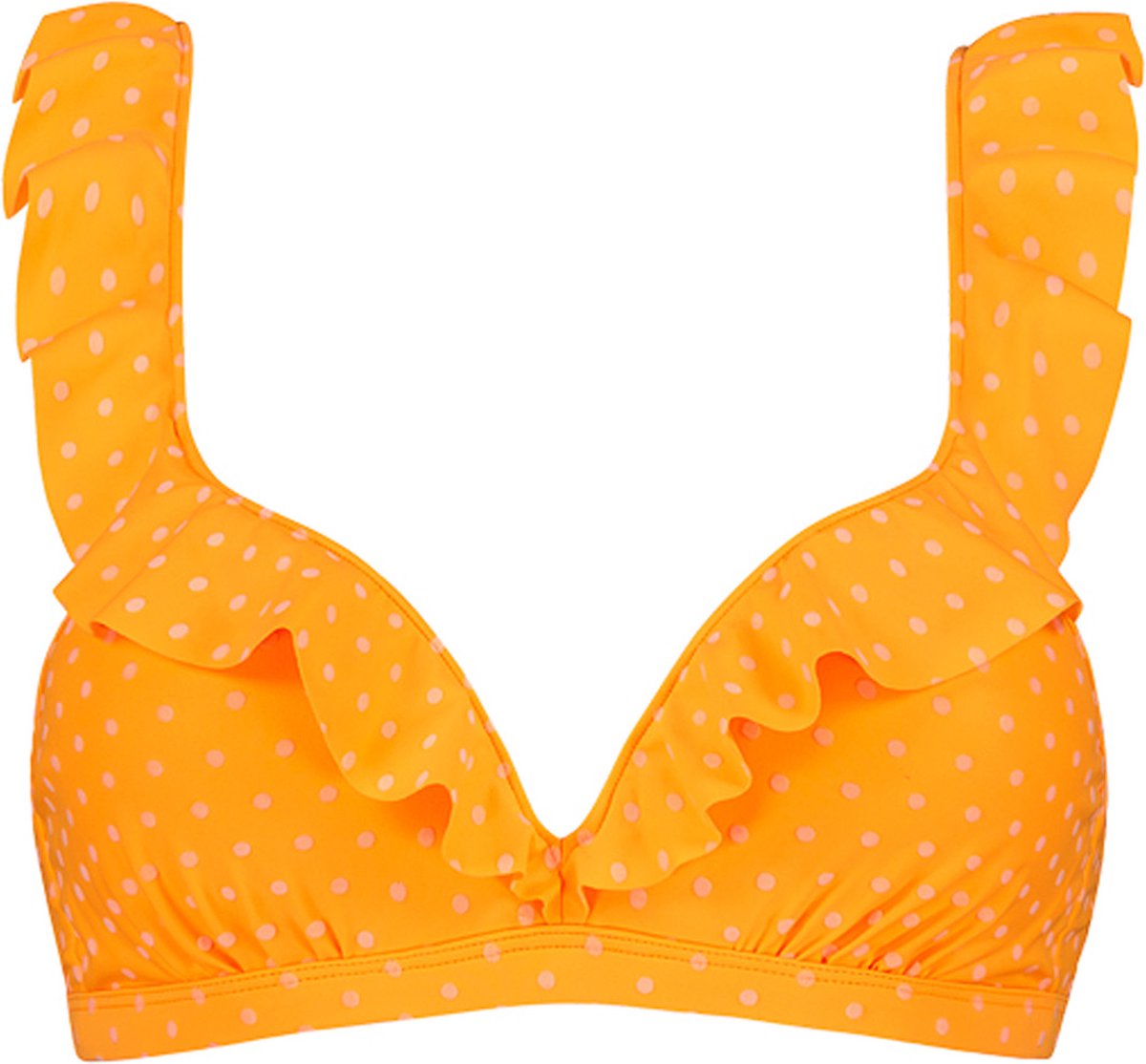 Velvet Dot ruffle bikinitop - Oranje - Gestipt