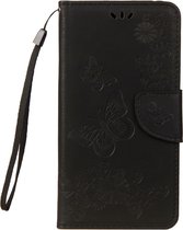 Mobigear Butterfly Telefoonhoesje geschikt voor Samsung Galaxy A8 (2018) Hoesje Bookcase Portemonnee - Zwart