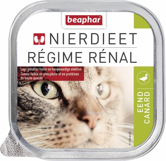 Beaphar Nierdieet Kattenvoer Nat Eend - 16 x 100 gr - Voordeelverpakking