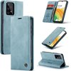 Montage van aqua blauwe Casemania book case in verschillende posities.