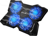Fosmon Koelpad met 4 ventilatoren, compatibel met 13 inch tot 17 inch gaming-laptops, 1200 rpm max 75 CFM luchtstroom, USB-aangedreven stille koeler ventilator draagbare standaard met dubbele