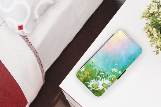 Bookcase Convient pour étui de téléphone iPhone 11 Pro Max - Marguerite - Soleil - Été - Avec compartiments - Étui portefeuille avec fermeture magnétique