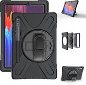 Samsung Galaxy Tab S8 Hoes - Mobigear - Shockproof Strap Serie - Hard Kunststof Backcover - Zwart - Hoes Geschikt Voor Samsung Galaxy Tab S8