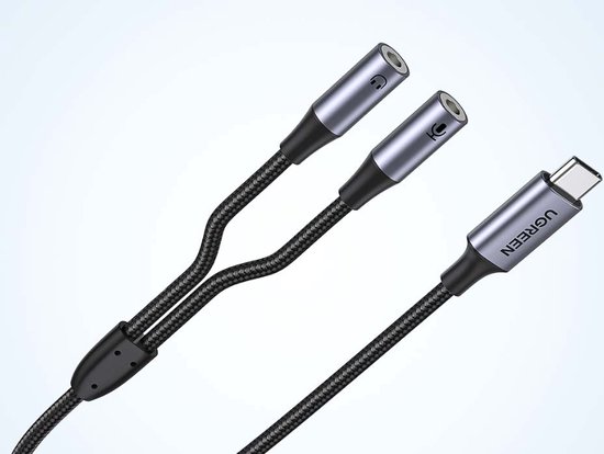 UGREEN Audio Jack Adapter USB C naar 2X 3.5mm Hoofdtelefoon Adapter