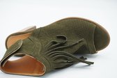 Baboos - 3093.01 Groene hakschoen met franje- dames- sandalette maat 38
