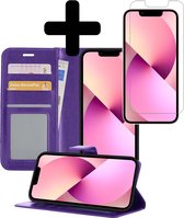 iPhone 13 Pro Max Hoesje Book Case Hoes Met Screenprotector - iPhone 13 Pro Max Case Wallet Cover - iPhone 13 Pro Max Hoesje Met Screenprotector - Paars