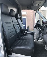 Pasvorm stoelhoezen set (stoel en duobank) Mercedes Sprinter 2006 t/m 2018 / Volkswagen Crafter 2006 t/m 2016 - Kunst leer zwart