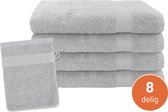 EM Bath Set Licht Grijs - 4x Handdoek 50x100cm + 4x Washand 16x21cm