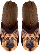 pantoffels Duitse Herder pluche donkerbruin mt 35/38