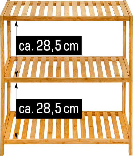 DuneDesign Bamboe Schoenenrek - 60 cm breed - 69x60x26 Houten Plank