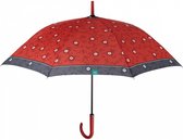 paraplu Time dames 102 cm microfiber rood/grijs