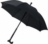 wandelstokparaplu handopening 102 cm polyester zwart