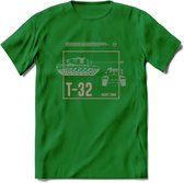 T32 Heavy tank leger T-Shirt | Unisex Army Tank Kleding | Dames / Heren Tanks ww2 shirt | Blueprint | Grappig bouwpakket Cadeau - Donker Groen - 3XL