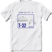 T32 Heavy tank leger T-Shirt | Unisex Army Tank Kleding | Dames / Heren Tanks ww2 shirt | Blueprint | Grappig bouwpakket Cadeau - Wit - 3XL