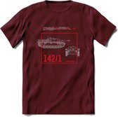 Stug 3 Tank Destroyer leger T-Shirt | Unisex Army Tank Kleding | Dames / Heren Tanks ww2 shirt | Blueprint | Grappig bouwpakket Cadeau - Burgundy - L