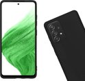 Coque de téléphone noire en silicone pour Samsung Galaxy A53, avec objectif de caméra visible.