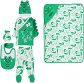 Krokodil deken cadeau - Baby 5-delige newborn kleding set jongens - Newborn set - Krokodil Babykleding - Babyshower cadeau - Kraamcadeau