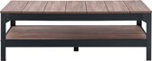 Salontafel van zwart metaal en hout - L117cm