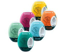Satisfyer Masturbator Egg, verschillende structuren, hydro-actief TPE, geen glijmiddel nodig, voor eenmalig gebruik