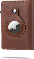 Hueves® AirTag Wallet – Pasjeshouder voor Apple AirTag – Portemonnee voor Mannen en Vrouwen – Bruin Hoesje van Leer