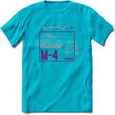 M4 Sherman leger T-Shirt | Unisex Army Tank Kleding | Dames / Heren Tanks ww2 shirt | Blueprint | Grappig bouwpakket Cadeau - Blauw - S