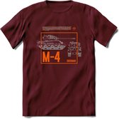 M4 Sherman leger T-Shirt | Unisex Army Tank Kleding | Dames / Heren Tanks ww2 shirt | Blueprint | Grappig bouwpakket Cadeau - Burgundy - XXL