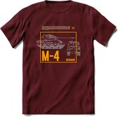 M4 Sherman leger T-Shirt | Unisex Army Tank Kleding | Dames / Heren Tanks ww2 shirt | Blueprint | Grappig bouwpakket Cadeau - Burgundy - M