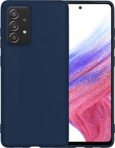Samsung Galaxy A53 Hoesje Siliconen Case Cover - Samsung A53 Hoesje Cover Hoes Siliconen - Donker Blauw